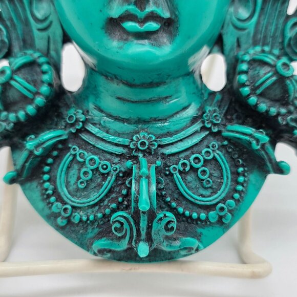 Handcrafted Turquoise Buddha Tara Wall Hanging Decor Art From Nepal - Picture 3 of 13